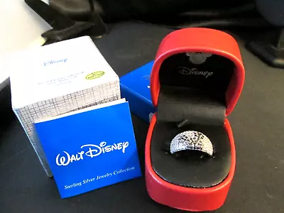 Walt Disney Micky Mouse Ears Black /silver Cz 925 Silver Band Ring Sz 10 Used • $45.99