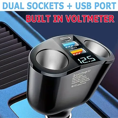 Outlet 12V Dual USB Car Cigarette Lighter Socket Splitter Power Adapter Charger • $5.95