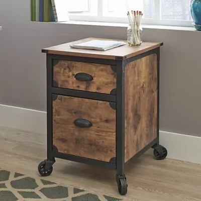 $155.09 • Buy Rustic Wood File Cabinet Home Office Weathered Pine Finish Country Storage Decor