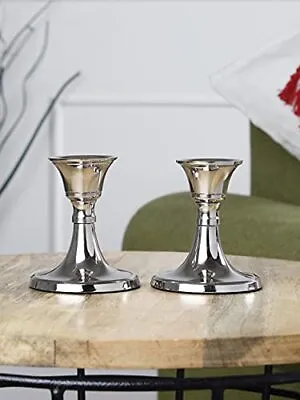 £13.69 • Buy Silver Metal Candle Holders Set Of 2Candlestick Holder For Taper