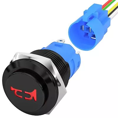 12V Horn Switch 16MM Marine With Red LED Light Momentary Speaker Button • $14.99