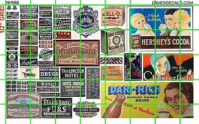 Nh068 Dave's Decals N Scale Business Signs Billboard Cocoa Jell O Furs Phone Etc • $4.94