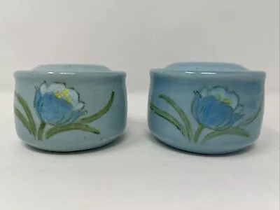 MCM Vernon Ware By Metlox Blue Tulip (Poppytrail) 3 Hole Salt And Pepper Shakers • $18