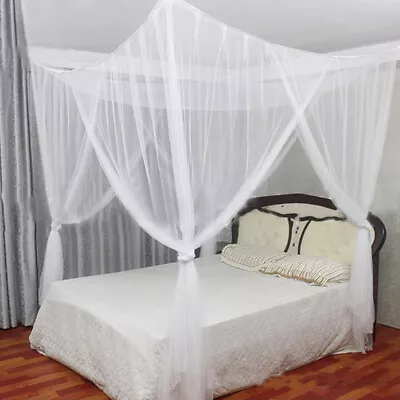 4 Corners Princess Lace Canopy Mosquito Nets No Frame For Queen King Bed Netting • $18.49