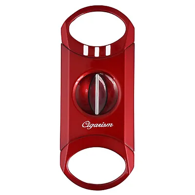 CIGARISM Gloss Finish V-Cut Cigar Cutter Up To 60 Ring Gauge Cigar Rest (Red) • $17.99