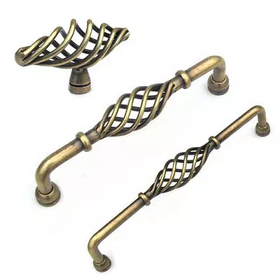 Provincial Kitchen Cabinet Handles Antique Brass Cupboard Door Drawer Pull Knobs • $5.95