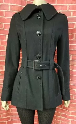 MISS SIXTY Trench Coat Peplum Wool Blend Women's Steampunk Belted Size M  #C • $297