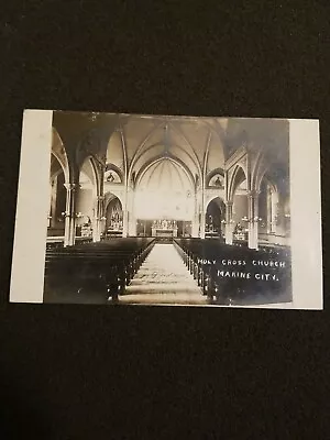 Marine City Michigan Holy Cross Church RPPC Vintage Postcard • $12.99