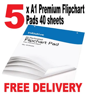 5 X A1 Flipchart Pads Premium Flip Chart Paper Pad - 40 Sheets • £29.74
