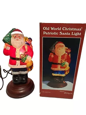 Old World Christmas Patriotic Santa Light GLASS 1996 Original Box EM Merck • $83.24