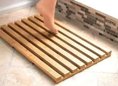 £13.99 • Buy New Bamboo Wood Wooden Slatted Duck Board Rectangular Bathroom Bath Shower Mat 