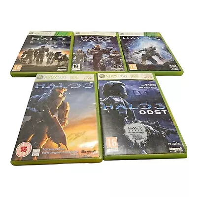 Halo Xbox 360 5 Game Bundle Halo 3 4 ODST Reach Halo Wars Complete  • £17.99