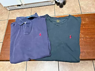 Lot Of 2 Men's Ralph Lauren Polo S/s Shirts Size M Black Blue • $17.99