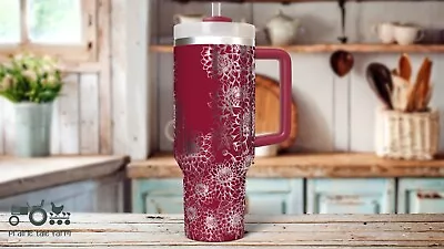 Dahlias 40 Oz Tumbler With Handle Lid Straw Laser Engraved Tumbler  Double W • $49.99