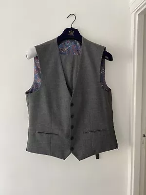 NEXT Men's Tailoring Grey Slim Fit Waistcoat And Trousers RRP: £75 • £25