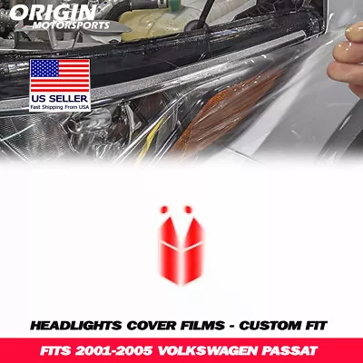 PreCut Headlights Protection Clear Covers Bra Film Kit PPF Fits 2001-2005 PASSAT • $44.99