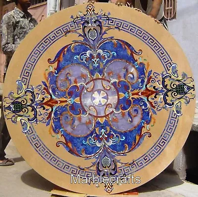 Lapis Lazuli Stone Inlay Work Dinette Table Top Round Marble Garden Decor Table • $9783.50