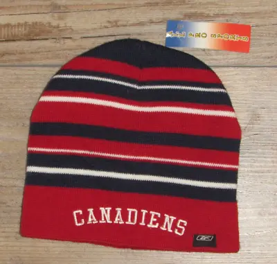 Montreal Canadiens Reebok Striped Knit Cuffless Winter Hat Cap Size Men's • $12.74