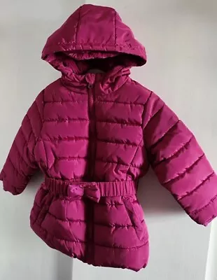 Baby Girls Pink Winter Coat 12-18 Months Very Mini Fur Line Hooded NEW RRP £28 • £9.99