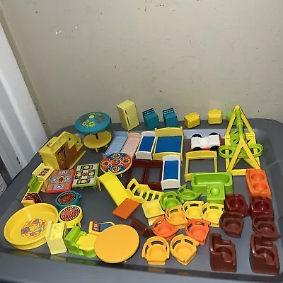 Vintage Lot 70s Fisher Price Little People Car Swing Set Lot Everything • $59.99