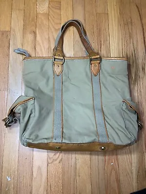 Marc Jacobs XL Beige Tan Canvas Leather Duffel Travel Tote Bag EUC MSRP $428 • $84.99