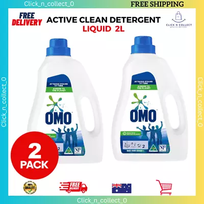 OMO Active Clean Detergent Front & Top Loader Liquid 40 Washes 2L Free Shipping • $29.37