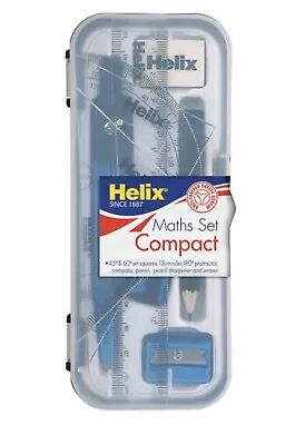 £2.40 • Buy Helix Compact Maths Geometry Set With Compass Ruler Protractor Squares Sharpener