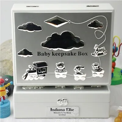 $80 • Buy Personalised Baby White Wood Keepsake Box - Personalised Custom Gift