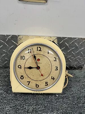 TELECHRON ART-DECO Wall Clock Model 2H07 White Working • $37.50