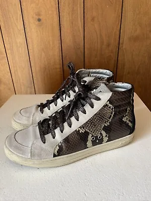 P448 Skate High Top Leather Sneakers Made In Italy Metallic Snake AUS 8.5 EUR 39 • $185