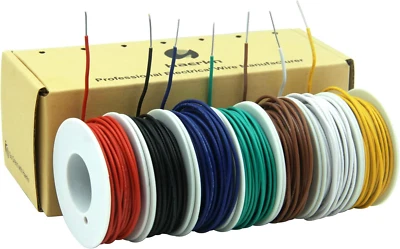 £21.25 • Buy 20 Awg 0.5Mm² Solid Wire Kit Electrical Wire Cable 7 Colors 23Ft Each Spool Hook