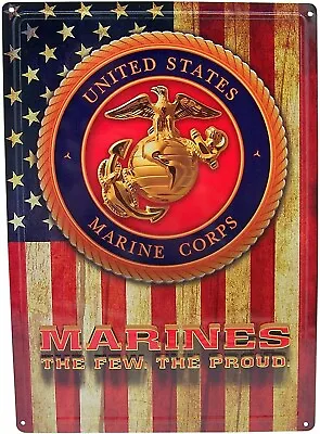 Marines The Few The Proud W/ Flag Background Wall Sign Plaque - Vintage • $9.34