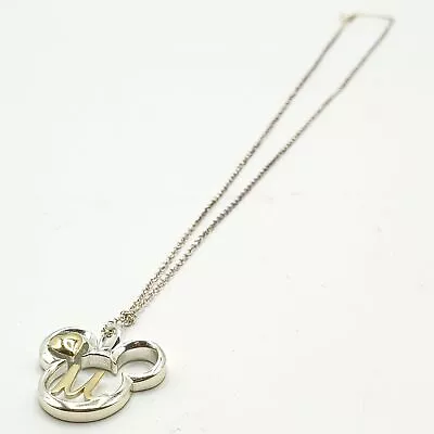 Disney|LA CN 925 Silver Gold Tone Necklace Pendant Mickey Mouse 17in 5.17g • $9.99