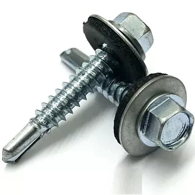 Self Drilling Tek Screws With Sealing Washers Zinc Plated For Metal Roofing  • £6.51