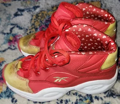 Reebok Question Basketball Shoe Kid Size: 1.5 Red Gold IRONMAN Colors V72703 GUC • $16.25