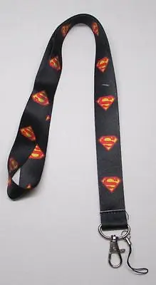 Black SUPERMAN LANYARD KEY CHAIN Ring Keychain ID Holder NEW • $16.99