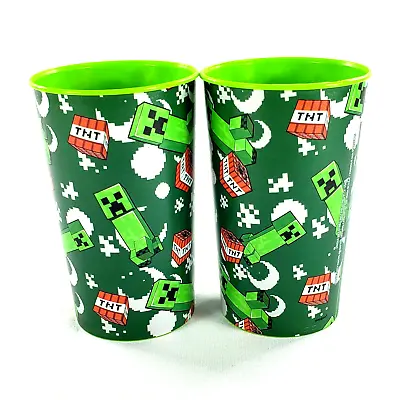 Minecraft Drinking Cups 22 Oz Set Of 2 Plastic Reusable Tumblers Gamer BPA Free • $9.55