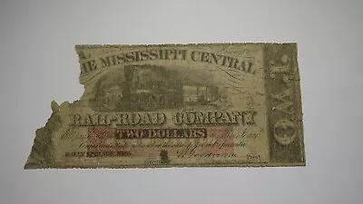 $2 1862 Holly Springs Mississippi Obsolete Currency Bank Note Bill Central RR • $64.99