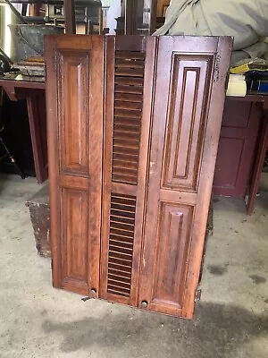 ~ Antique Interior Cherry Wood Folding Pocket Shutters ~ 23.75 X 39 Salvage #18 • $150