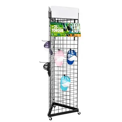 Wire Grid Triangle Tower Display Rack Metal Gridwall Panel Fixture With Wheels • $109.99