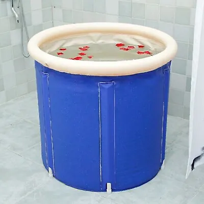 $38.50 • Buy Portable Bathtub Thick Soaking Hot Ice Bath Tub PVC Folding Spa & Air Pump Blue