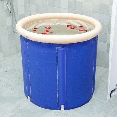 $38.50 • Buy Portable Bathtub Thick Soaking Hot Ice Bath Tub PVC Folding Spa & Air Pump Blue