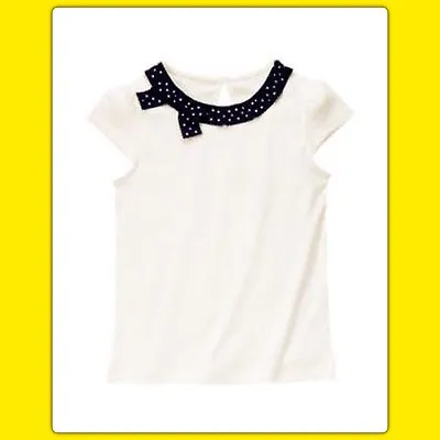 $14.99 • Buy NWT Girls 7 Gymboree BEE CHIC Short Sleeve SHIRT TOP Black Polka Dot Ivory TWINS