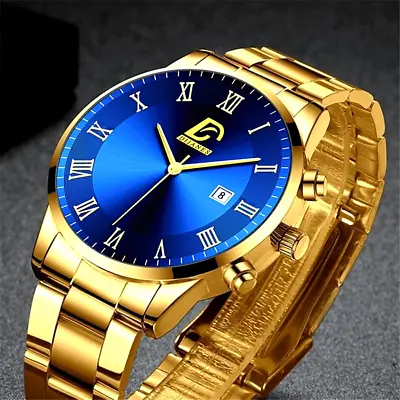 £9.99 • Buy Mens Watches Casual Gold Stainless Steel Gents Quartz Analogue Wrist Watch UK