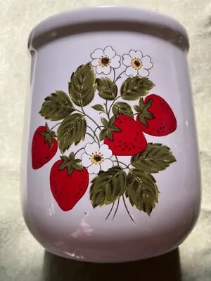 Vintage 70s McCoy Pottery Strawberry Fields Canister Cookie Jar W/ Lid 8.5” EVC • $25
