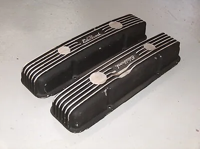 Vintage Edelbrock Classic Small Block Chevy Finned Aluminum Valve Covers 41453 • $175
