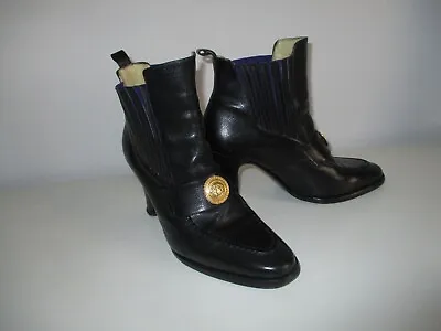 Vintge Gianni Versace Blackgenuine Leather Ankle Boots Size 39- 8-9 US • $329.22