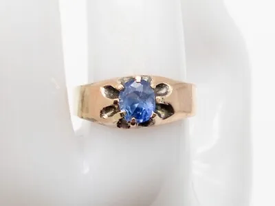 Antique 1890s $4000 1ct Certified NO HEAT Blue Sapphire 14k Rose Gold Mens Ring • $750