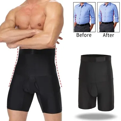 Mens Compression High Waist Boxer Shorts Tummy Slim Body Shaper Girdle Pants USF • $14.79