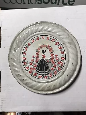 Vintage Tin Stove Pipe Chimney FLUE COVER - Victorian Lady & Red Flowers - Used  • $12.50